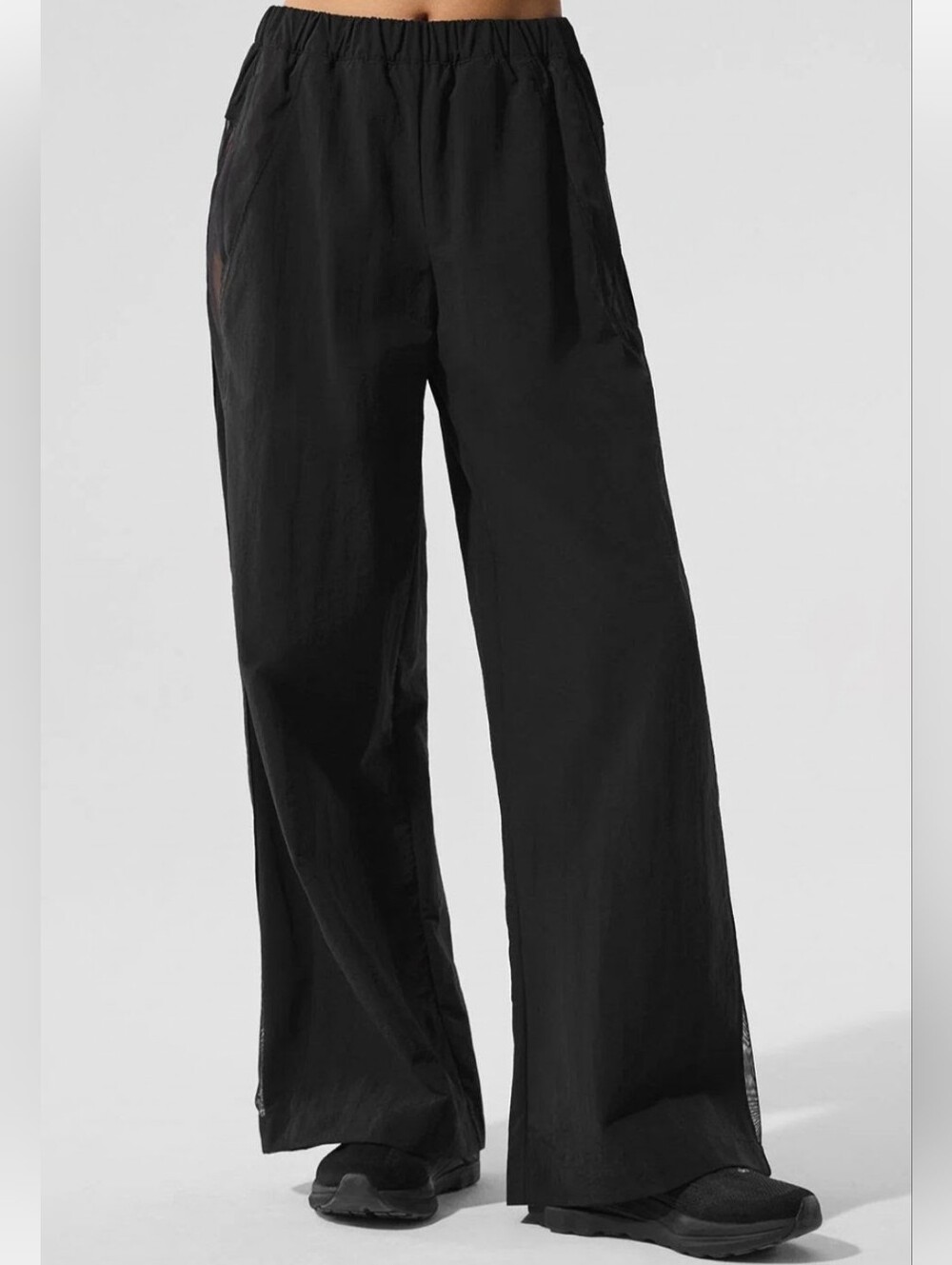 Alo Yoga High Waist Origin Wide Leg Track Pants Black Size XXS